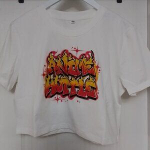 Anime Hottie Graffiti Graphic Print Crop Top 3XL